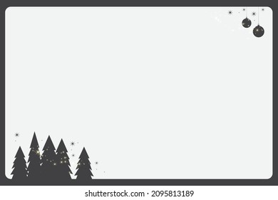 Christmas ball and tree background Abstract colorful pine trees in black and white tones. Vector illustration. Simple celebration idea.