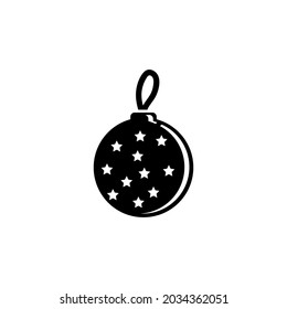 Christmas Ball, Tree Decoration. Flat Vector Icon illustration. Simple black symbol on white background. Christmas Ball, Tree Decoration sign design template for web and mobile UI element.