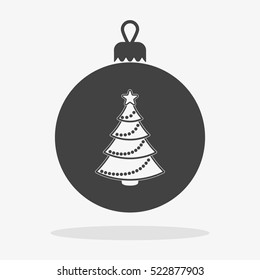 Christmas ball with tree Icon flat vector