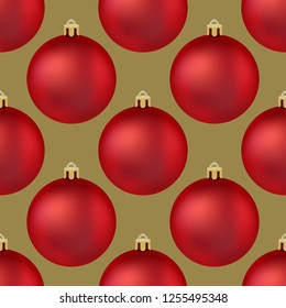 Christmas ball. Ball for christmas tree. Vector illustration on gold background. isolated realistic decoration. Symbol of Happy New Year, Xmas holiday celebration, winter. Seamless christmas ball
