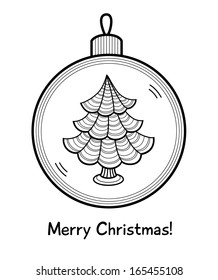 Christmas ball with Christmas tree. Vector illustration. You can use it  for design of greeting card.