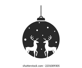 Christmas ball with two deers. vector element for Christmas, New Year and winter design. isolated vector image