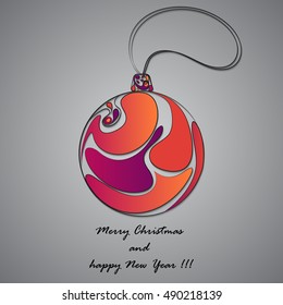 Christmas ball. Vector Christmas card . Christmas background with christmas ball illustration on a grey background