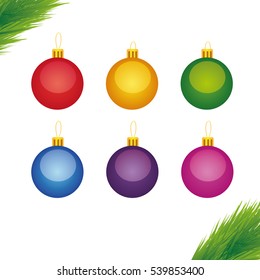 Christmas Ball Vector Clipart Set Isolated On White Background