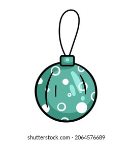 Christmas ball. Vector editable illustration isolated on  white background, cartoon style.