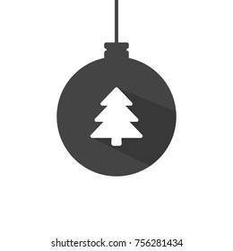 Christmas ball, vector greeting card template with white background. Christmass tree icon, flat design best vector icon. Vector illustration. 