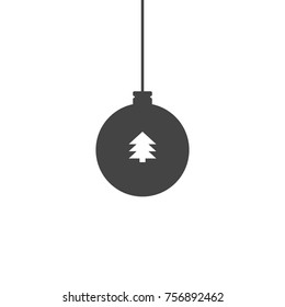 Christmas ball, vector greeting card template with white background. Christmass tree icon, flat design best vector icon. Vector illustration. 