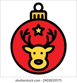 christmas ball vector illustration, for coloring book and sticker 