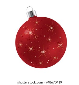 Christmas ball. Vector illustration of a Christmas red ball. Winter decoration. 