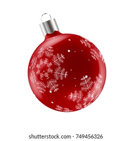 Christmas ball. Vector illustration Christmas red ball. Winter decoration. Red ball.
