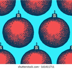 Christmas ball, vector seamless pattern 