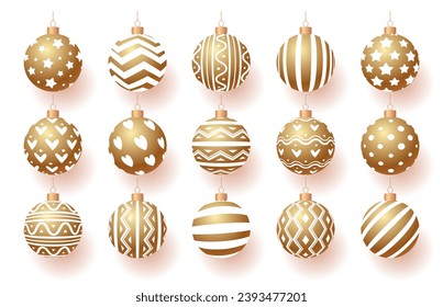 Christmas ball vector set gold color realistic style