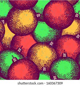 Christmas ball, vector sketch background 