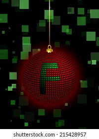 Christmas Ball Vector Square Design with the letter F