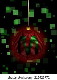 Christmas Ball Vector Square Design with the letter M