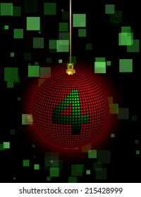 Christmas Ball Vector Square Design with the number 4