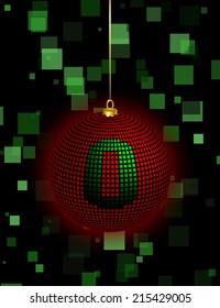 Christmas Ball Vector Square Design with the number 0 
