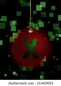 Christmas Ball Vector Square Design with the letter X