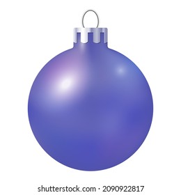 christmas ball with very peri color, trendi violet, purple, blue, red gradient colors of the 2022 year, stock vector illustration clip art isolated on white background