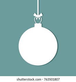 Christmas ball white ornament on blue background