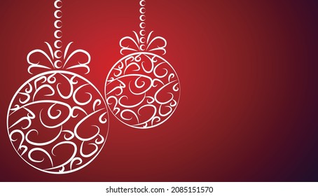Christmas ball of white strokes on red background.