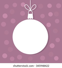 Christmas ball white tag. Vector illustration