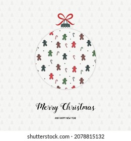 Christmas ball with wishes, cookies and candies. Vector