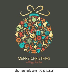 Christmas ball with wishes. Vector.