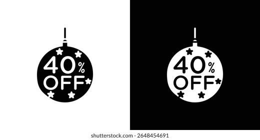 Christmas ball with0 off discount icon symbol collection. Flat vector stock illustration.