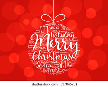 Christmas ball word cloud, holidays lettering collage