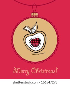 Christmas ball with Christmas wreath. Vector illustration. You can use it  for design of greeting card.