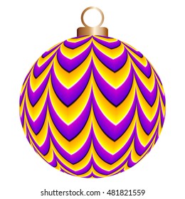 Christmas ball with yellow zigzags (motion illusion)