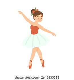 Christmas ballerina dances in holiday outfit with soft colors. This ballerina illustration shows classic charm and motion of a joyful ballerina scene.