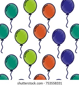 christmas balloons flying decoration ornament party vector illustration