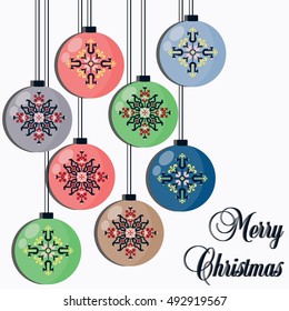 Christmas balloons new year celebration symbols vector illustration