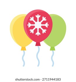 Christmas Balloons Vector Illustration, Flat Style Icon