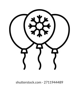 Christmas Balloons Vector Illustration, Line Style Icon