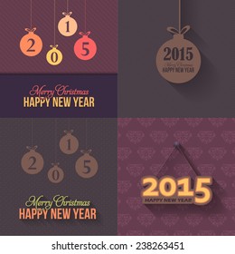 Christmas Balls 2015 Happy New Year Hanging Badges Set