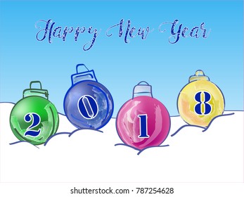 christmas balls, 2018, vector
