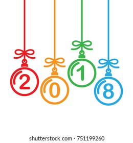 Christmas balls 2018, vector icon