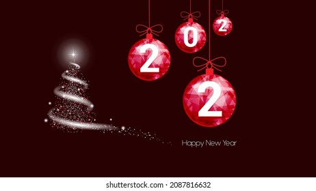 Christmas balls 2022 and Christmas tree with the star of Jesus