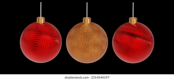 vector de representación 3d de las bolas de navidad