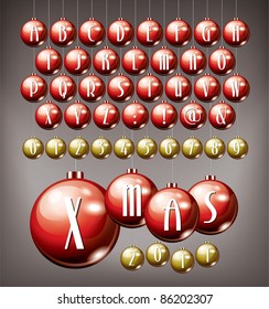 Christmas balls Alphabet vector