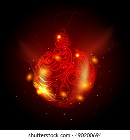 Christmas balls background. Fire chritmas mall
