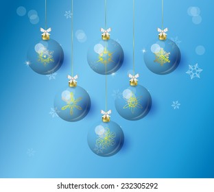 Christmas balls background, invitation, greeting card