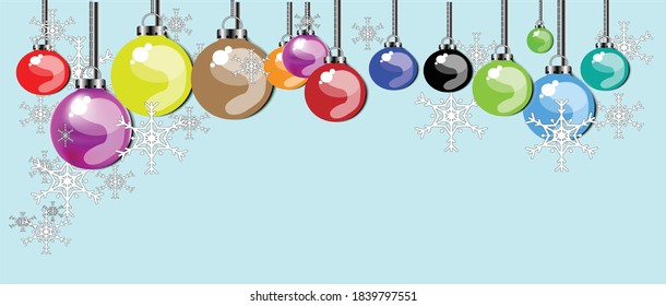 Christmas Balls Background Isolated From Blue Background
