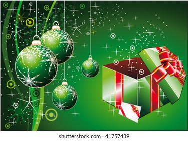 Christmas Balls Background with Snowflakes and stars