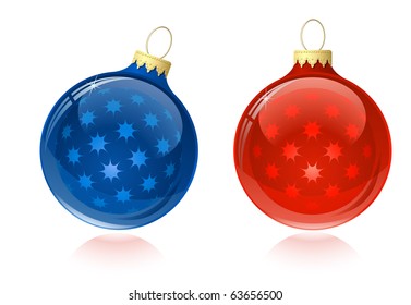 Christmas balls. Christmas baubles with reflection.