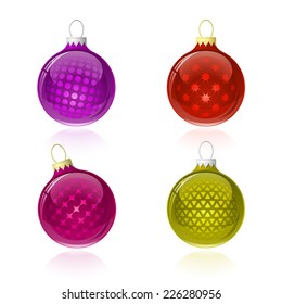 Christmas balls. Christmas baubles with reflection. Vector illustration