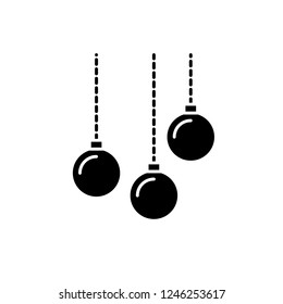 Christmas balls black icon, vector sign on isolated background. Christmas balls concept symbol, illustration 